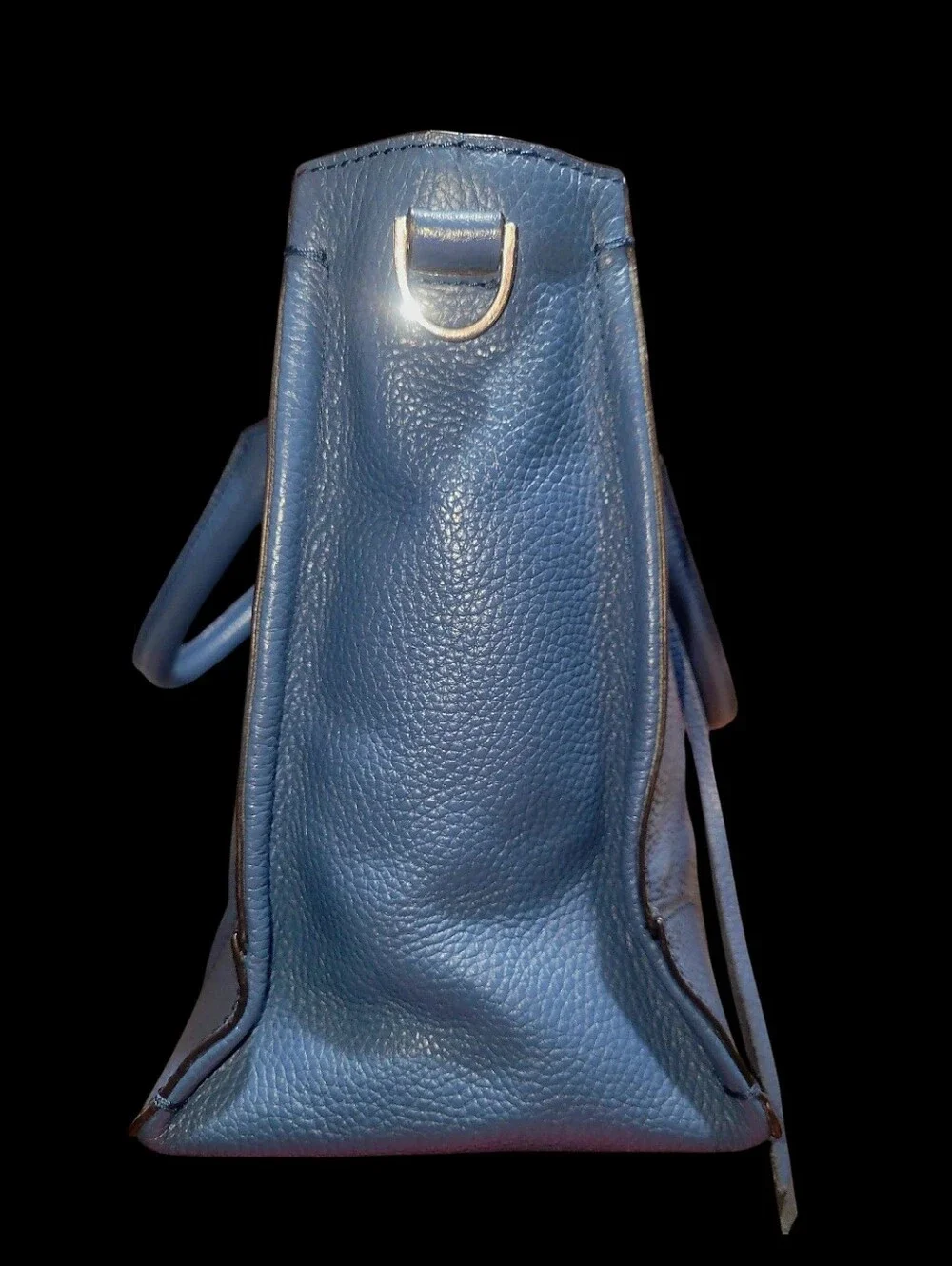 Rebecca Minkoff Blue Pebbled Zip Satchel Top Handle Silver HW No Long Strap